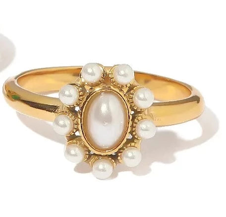 Vintage Halo Pearl Ring