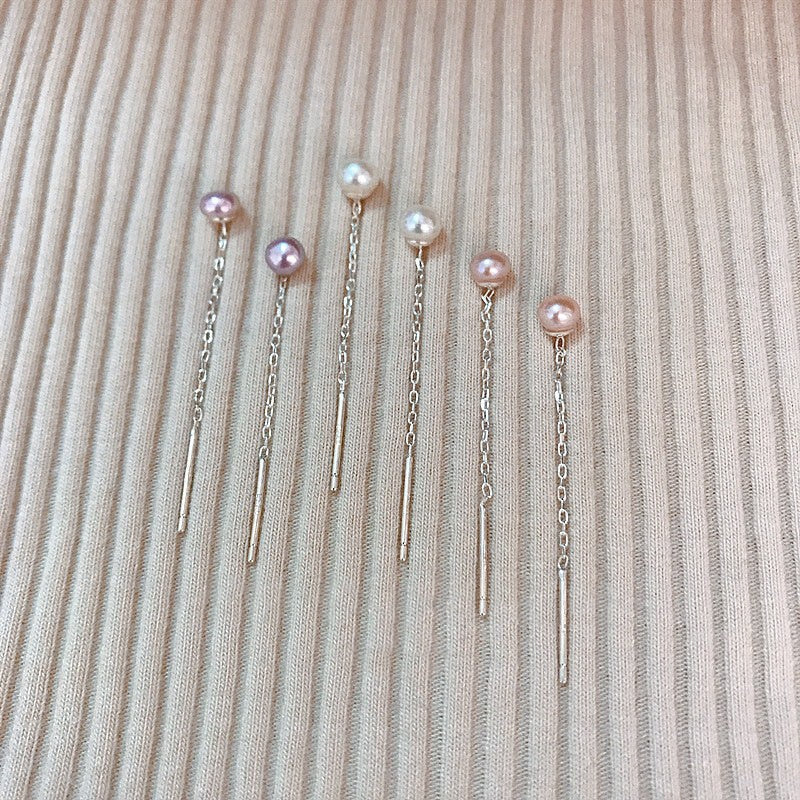 Mira 925 Sterling Silver Pearl Stud and Tassel Earrings