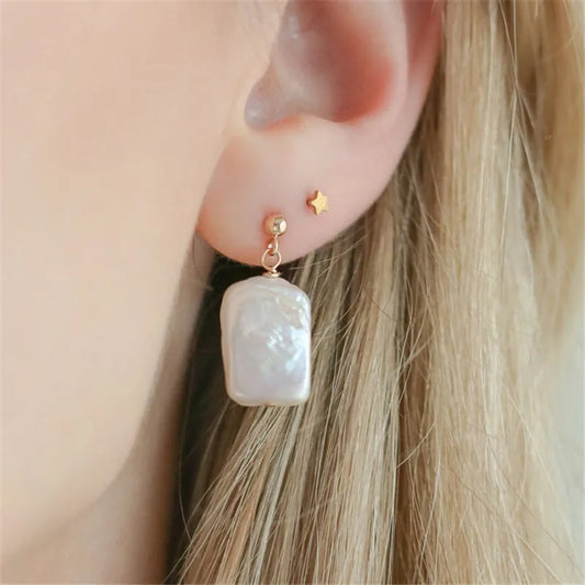 Evie 14K Gold Filled Baroque Pearl Studded Earrings