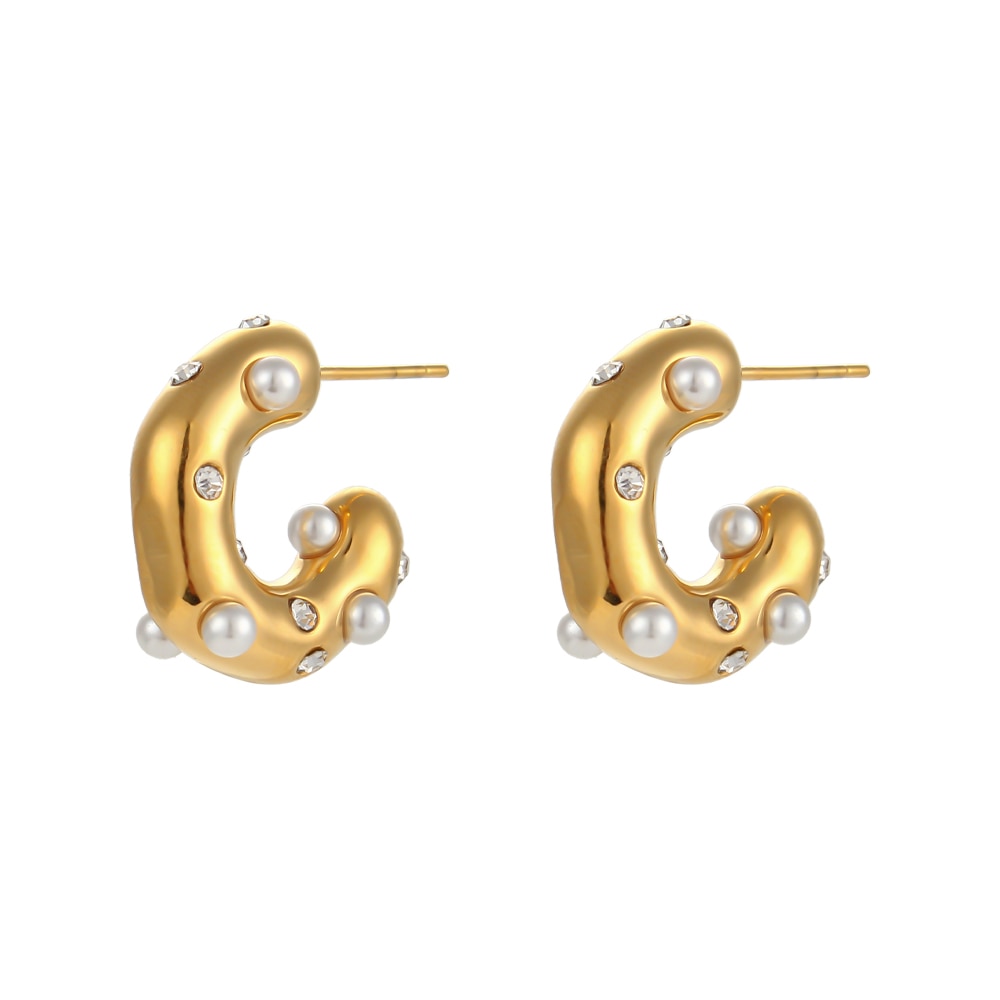 Chunky Gold Plated Scattered Pearl Earrings