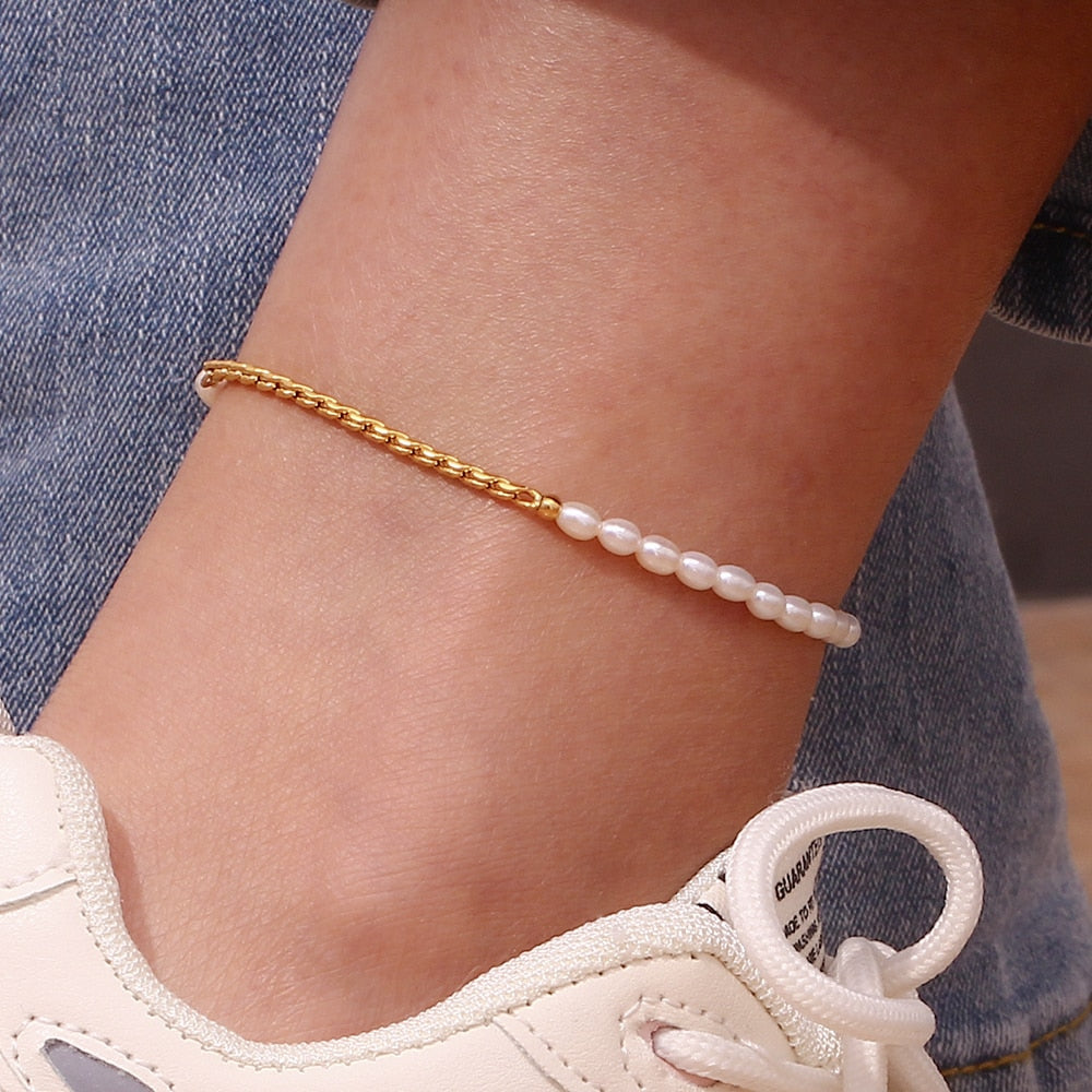 Freshwater Pearl Chain Anklets