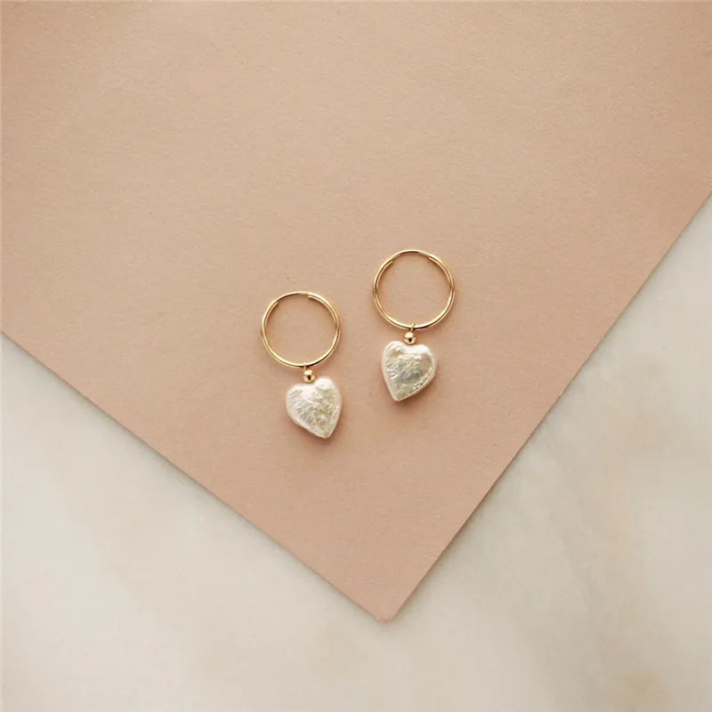 Helena 14K Gold Filled Pearl Heart Earrings