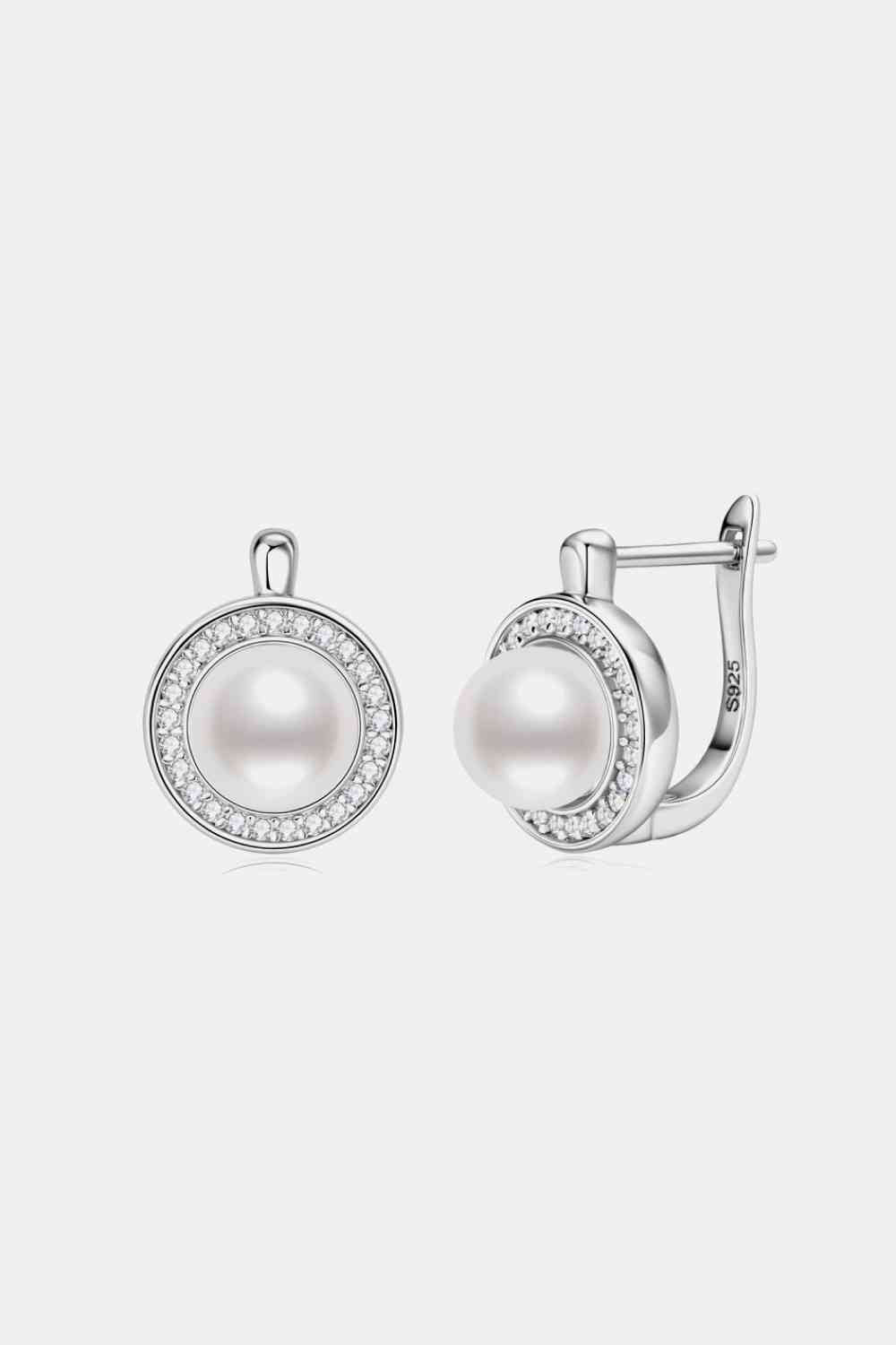 Moissanite Gold and Sterling Silver Pearl Earrings