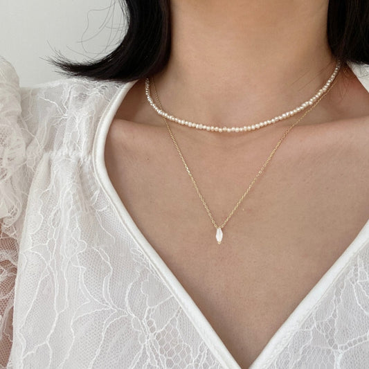Liza Double Layered Pearl choker & Pendant Necklace