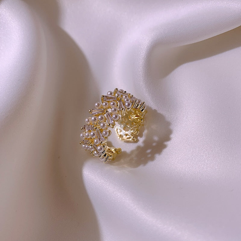 Delphine Pearl Cubic Zirconia Ring