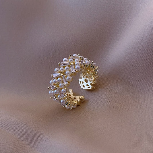 Delphine Pearl Cubic Zirconia Ring