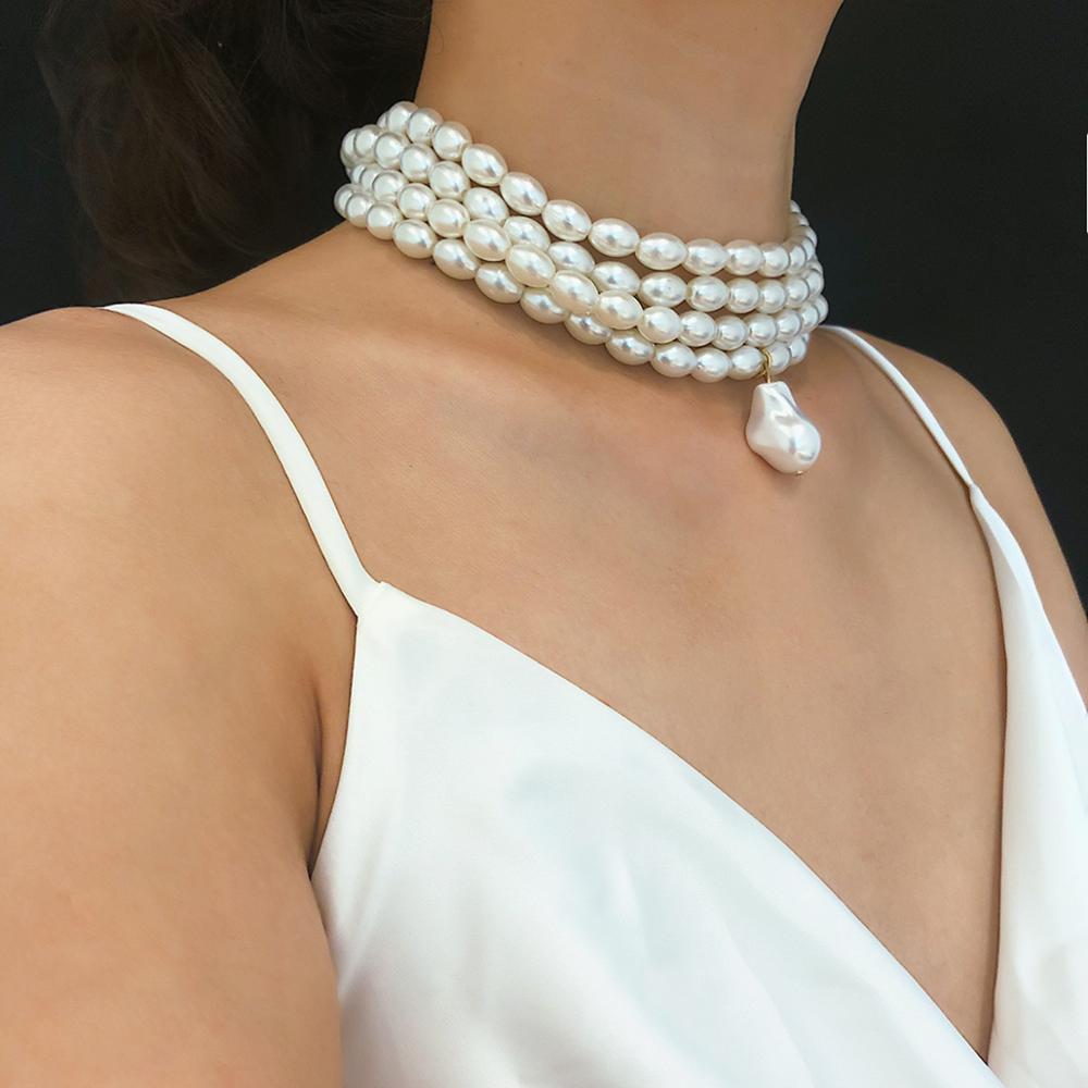 Victoria Multilayered Pearl Choker Necklace