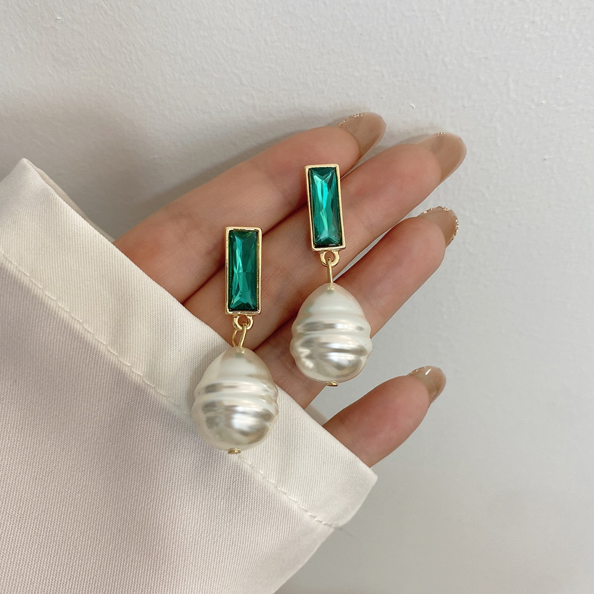 Jade Freshwater Pearl Drop Earrings