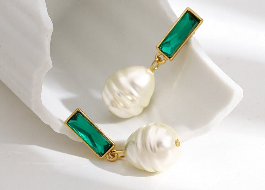 Jade Freshwater Pearl Drop Earrings