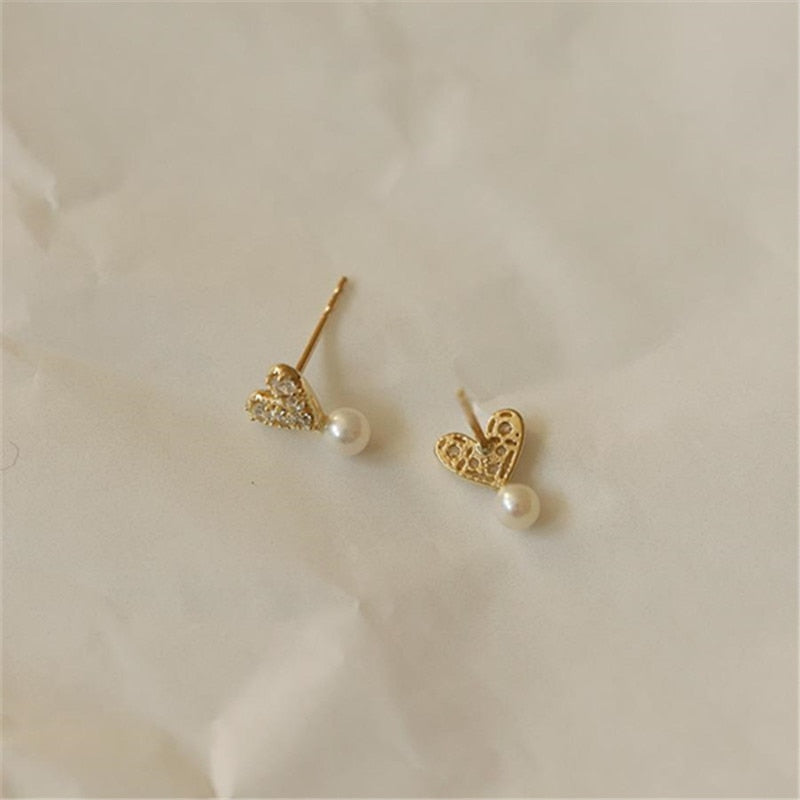 Belle 14k Gold Plated Stud Pearl Earrings