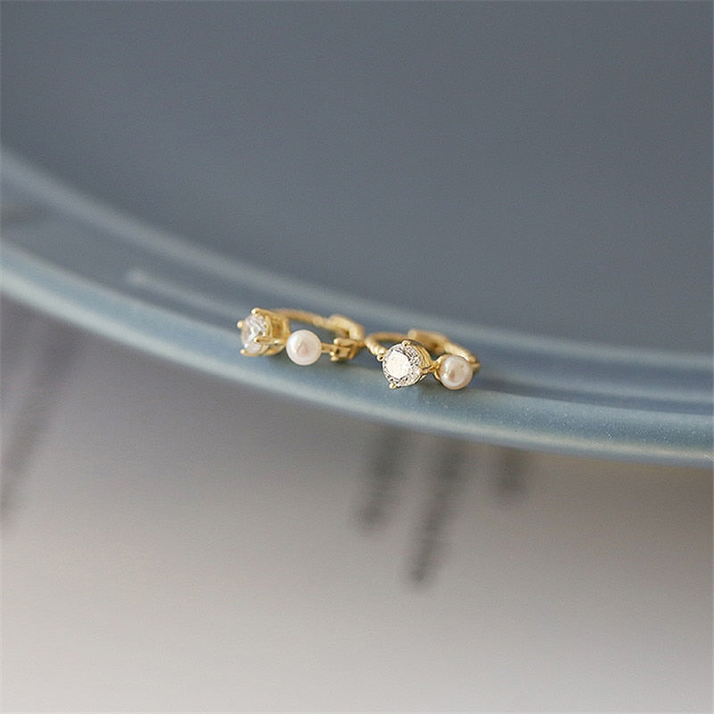 Kaia Sterling Silver Pearl & Cubic Zirconia Earrings