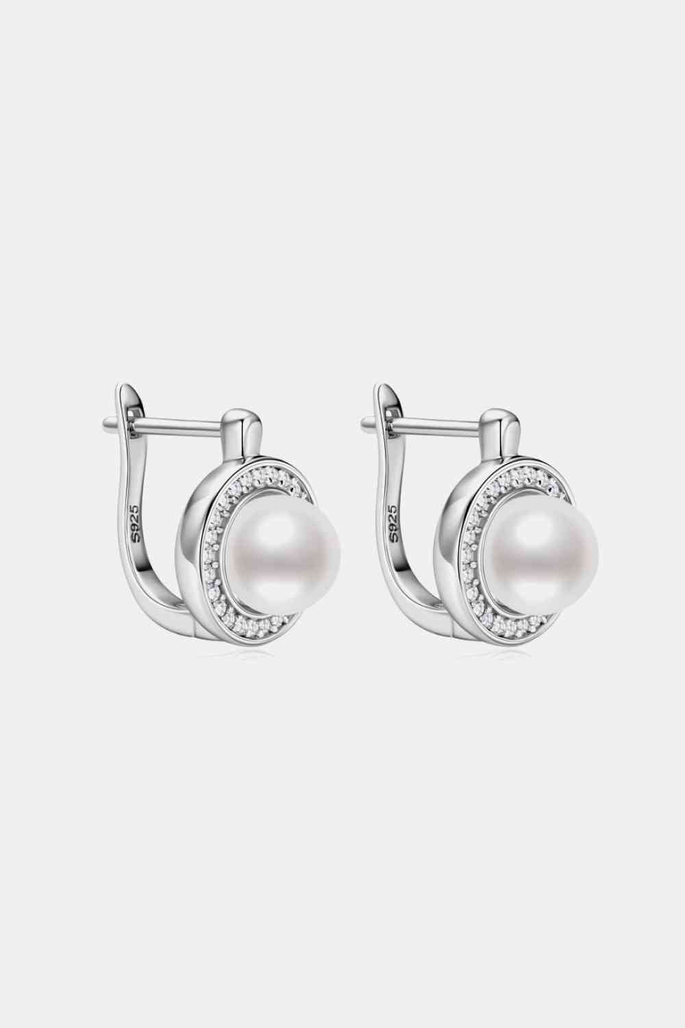 Moissanite Gold and Sterling Silver Pearl Earrings