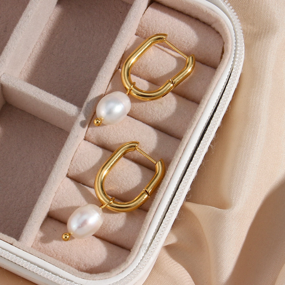 Ora Freshwater Pearl Hoop Earrings